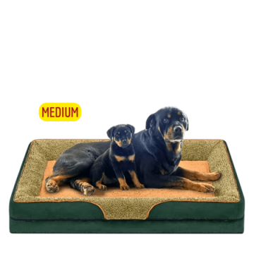 Lavish Pets Bed Plush Mattress Green Brown (Medium) Lavish Pets Bed Plush Mattress Green Brown (Medium)